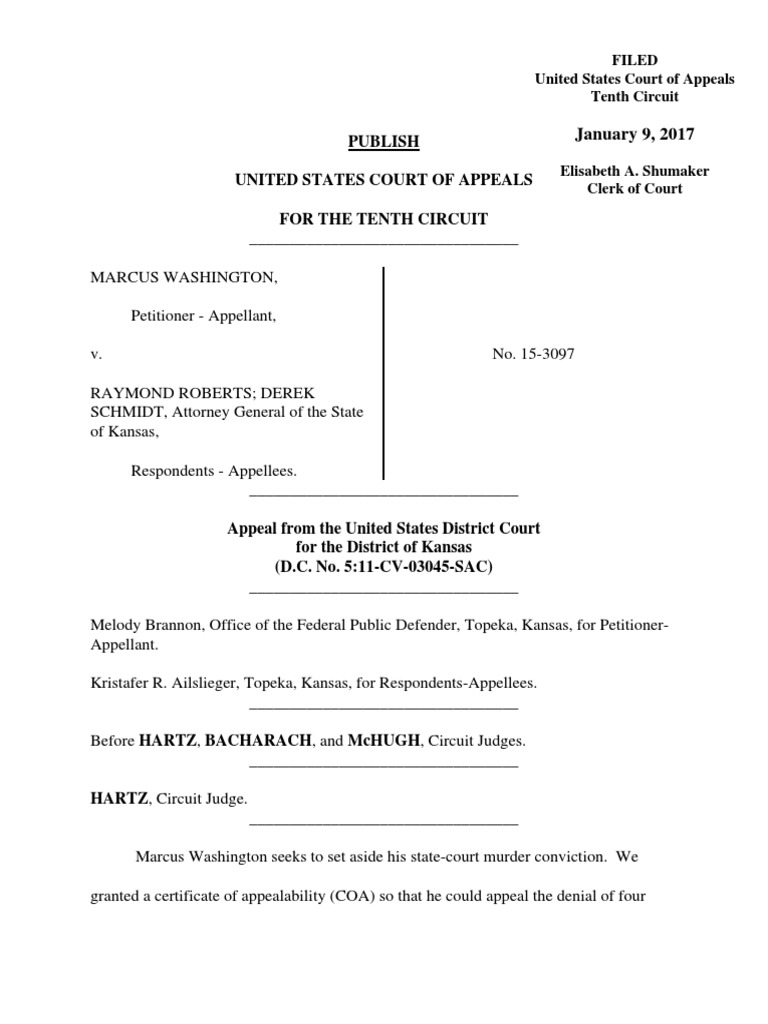 Washington v. Roberts, 10th Cir. (2017) PDF Batson V. Kentucky