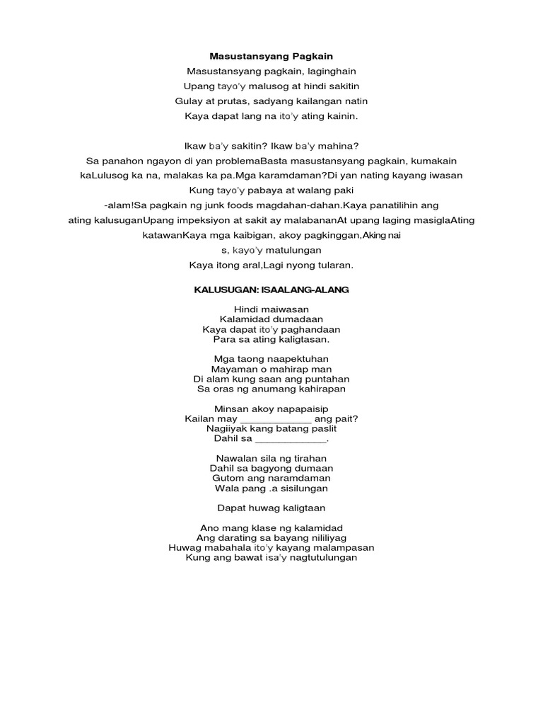 Masustansyang Pagkain | PDF