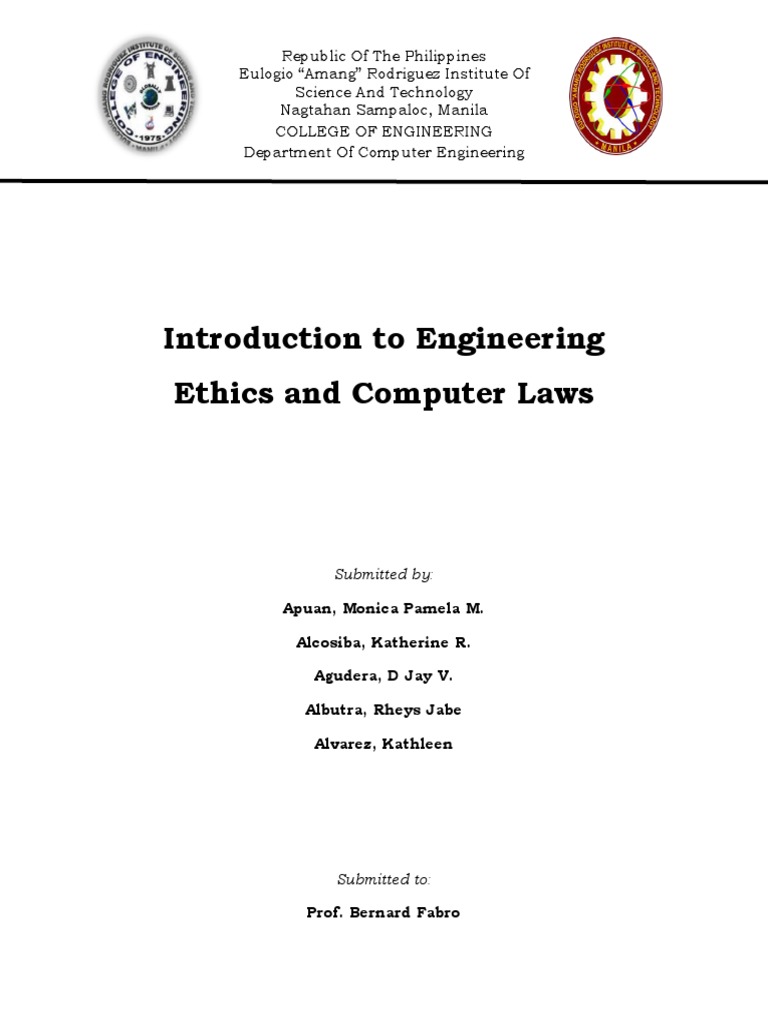Introduction to Engineering Ethics and Computer Laws Ethics