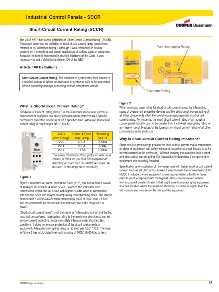 Short Circuit Current Rating Calculations Fuse (Electrical) Power