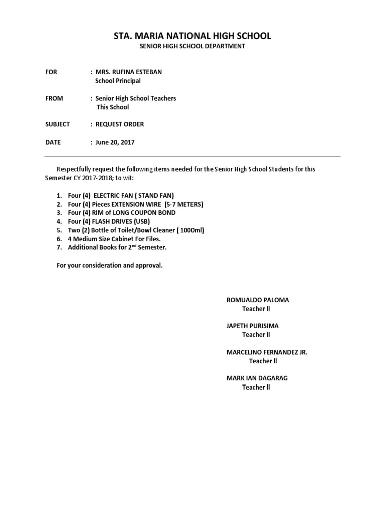 SAMPLE Request Letter Usb Computing