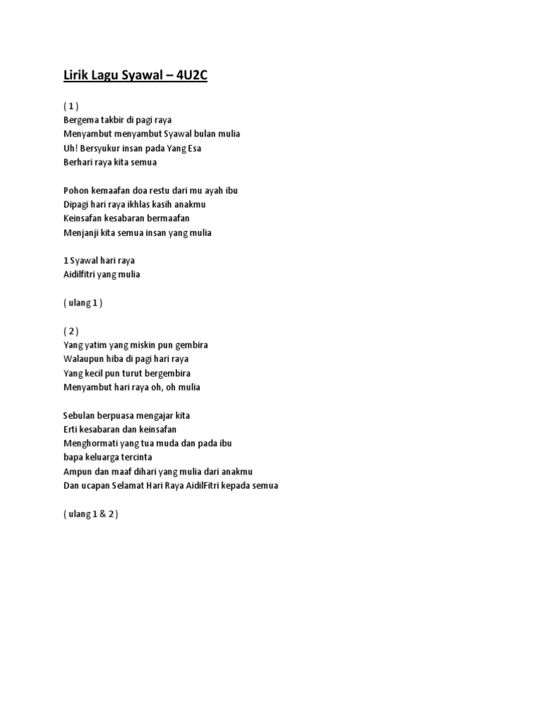 Lirik Lagu Syawal