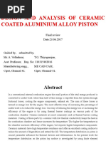 Design and Analysis of Ceramic Coated Aluminium Alloy Piston