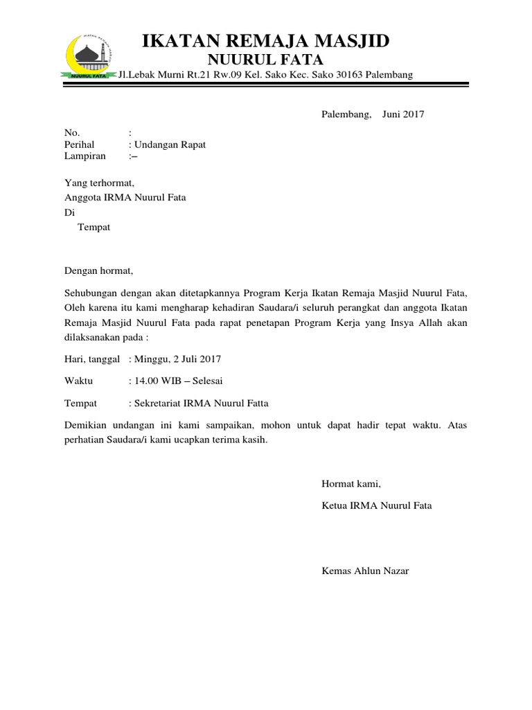 Undangan Rapat Irma