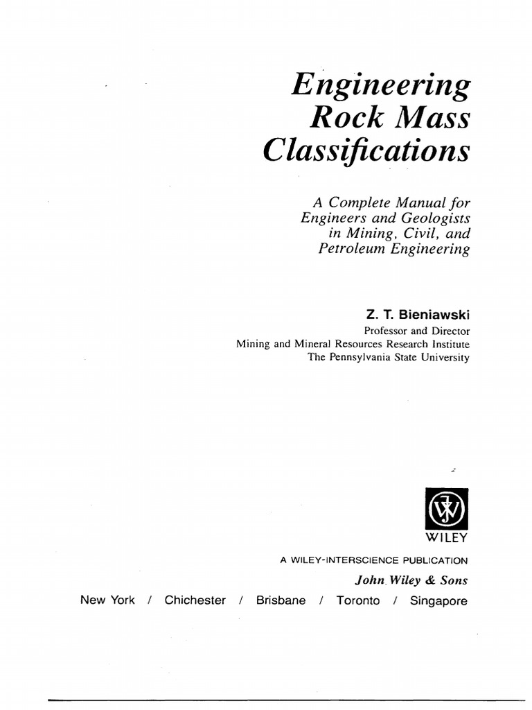 Bieniawski - Engineering Rock Mass Clasification PDF | PDF | Fracture ...