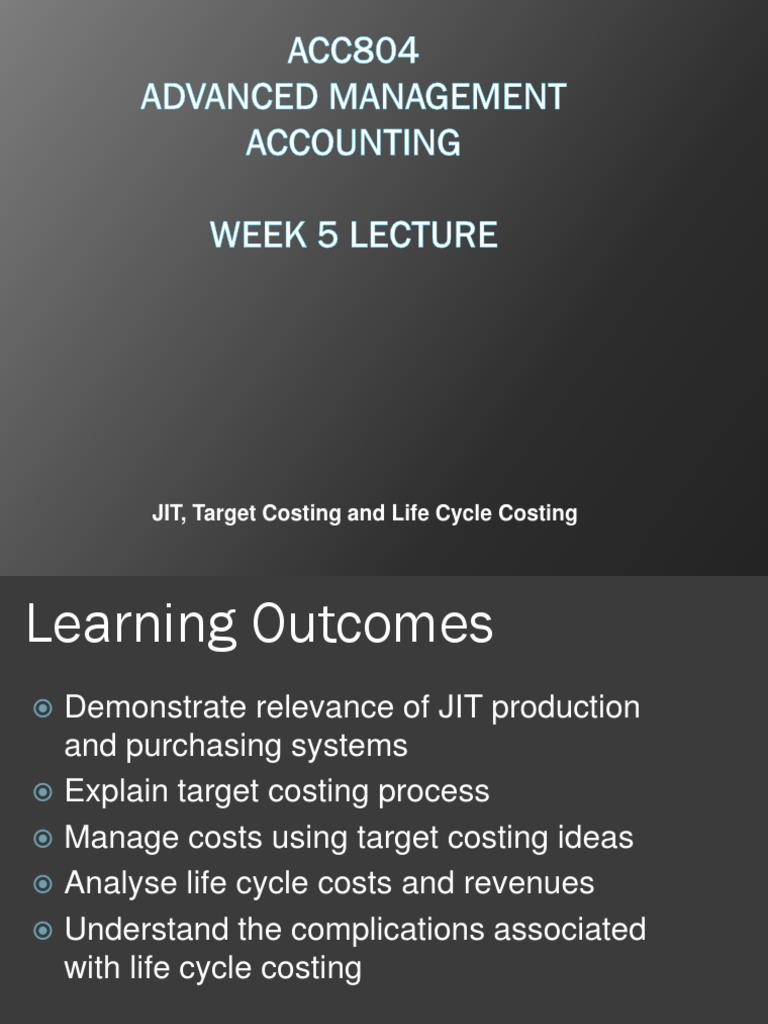 JIT, Target Costing & Life Cycle Costing | PDF | Profit (Accounting ...