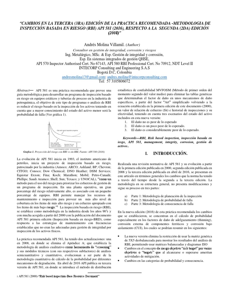 Cambios en API 581 Edición 2016 | PDF | Ingeniería de confiabilidad ...
