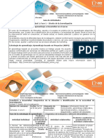 Guía de Actividades y Rúbrica de Evaluación Paso 2. Diagnóstico e Identificación de La Necesidad de Investigación