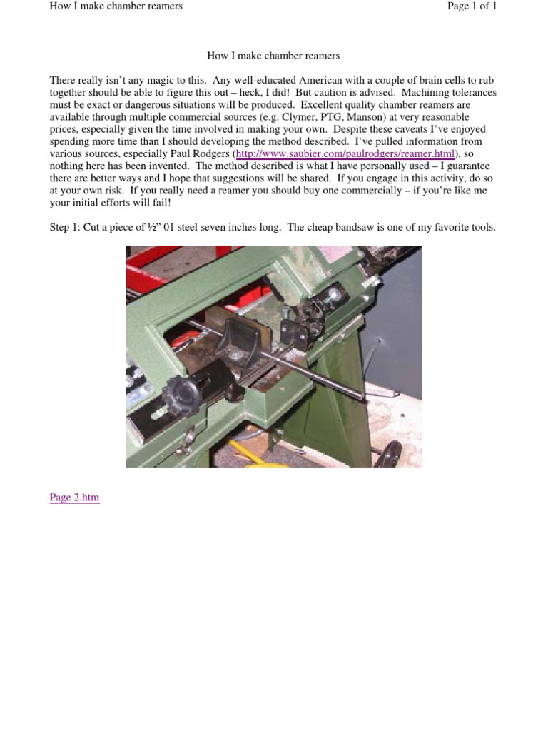 How I Make a Chamber Reamer Tools Metalworking