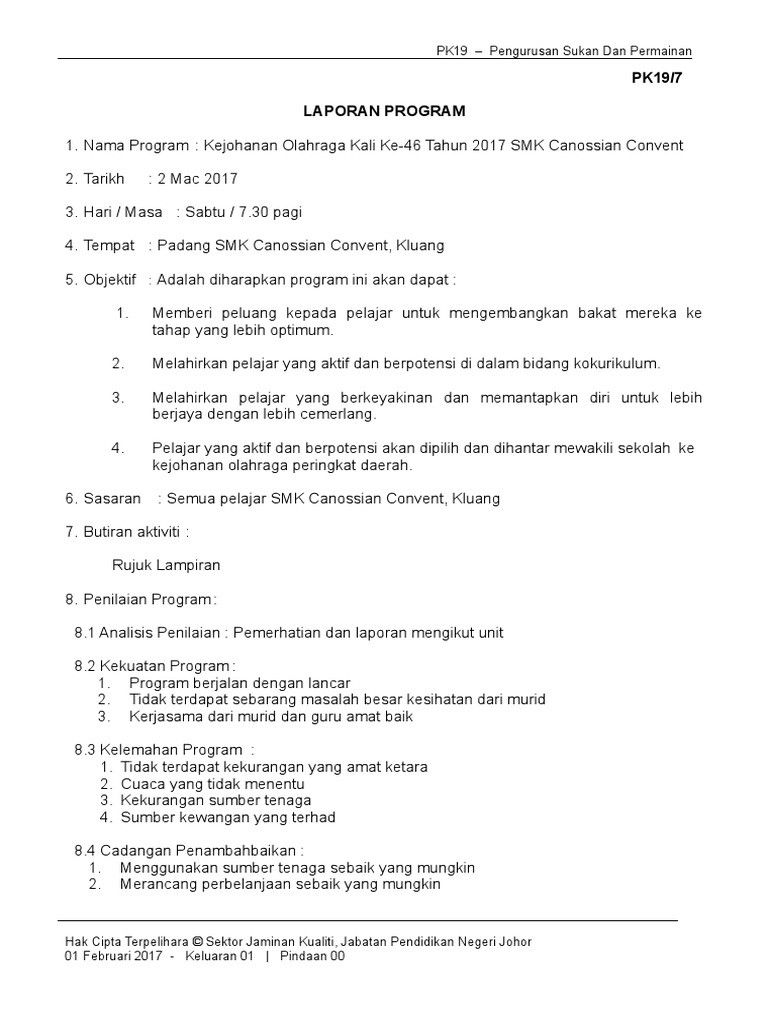 Lampiran Pk19 7 Format Laporan