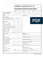 Welding Procedure Specification (WPS) : Posco Engineering & Construction Co., LTD