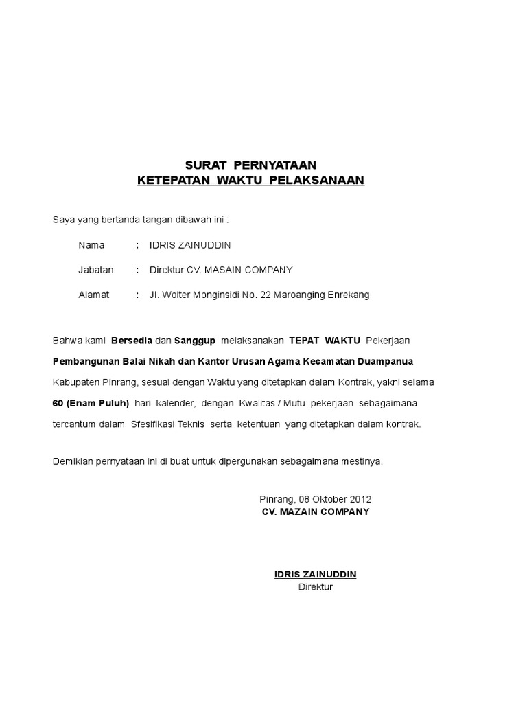 Surat Pernyataan Pdf