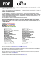 Download CALL FOR PAPERS International Journal of Computer Science Issues IJCSI - Volume 7 Issue 6 - November 2010 Issue by IJCSI Editor SN35277798 doc pdf