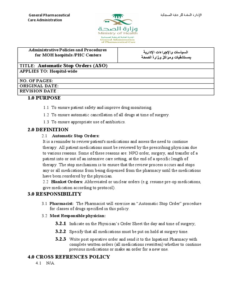Automatic Stop Orders (ASO) | Download Free PDF | Pharmaceutical Drug ...