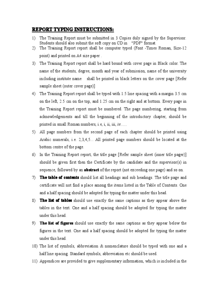 Training Report Typing Guidelines | PDF | Computing And Information ...