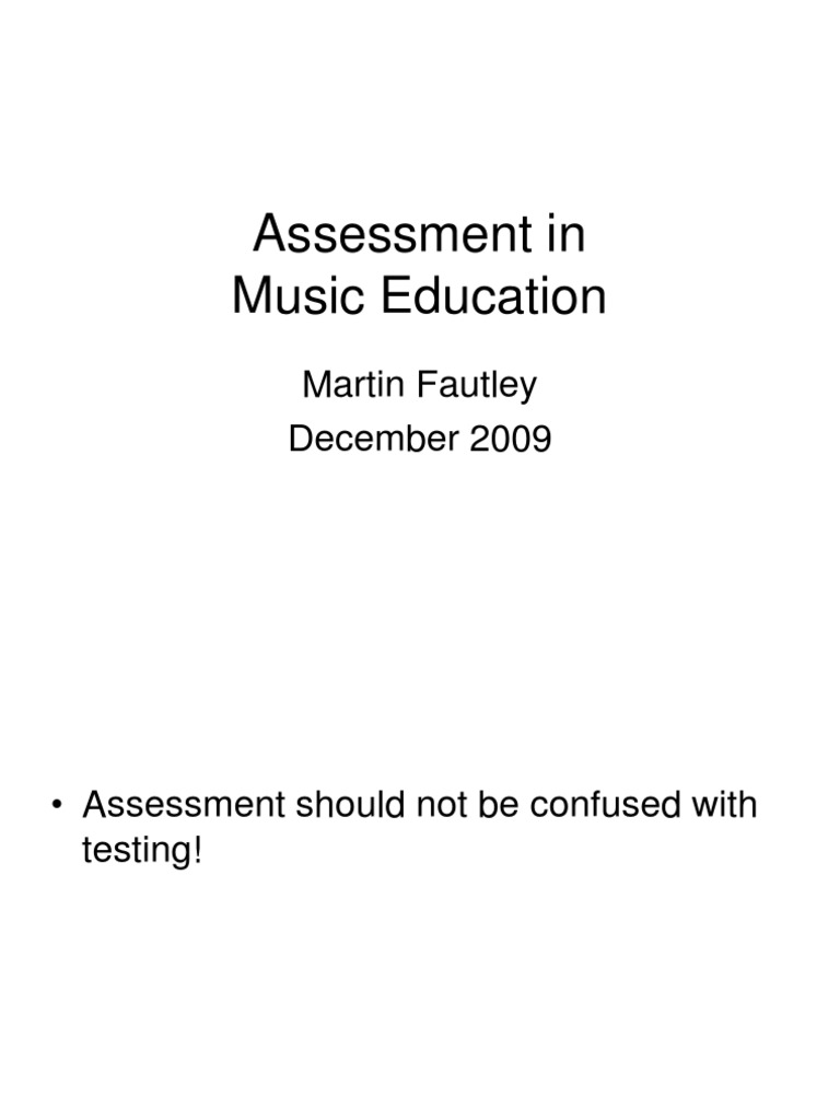 Assessment in Music Education PDF Educational Assessment Music