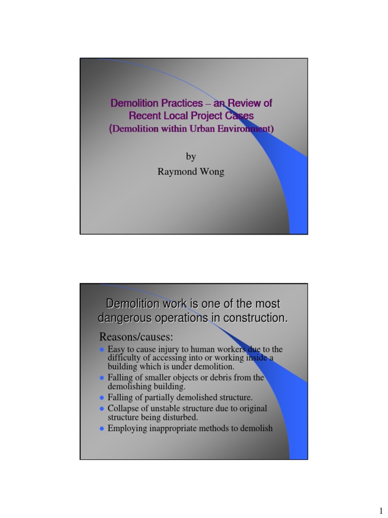 Urban Demolition Practices Overview | PDF | Demolition | Building ...
