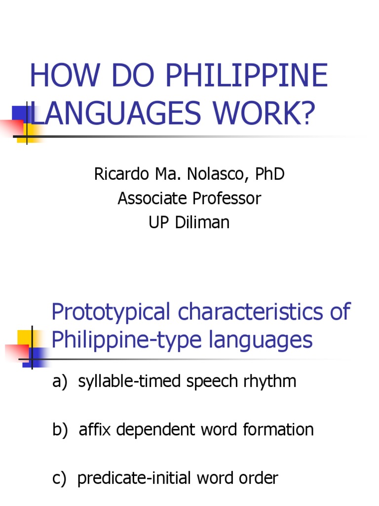 How Do Philippine Languages Work | PDF | Part Of Speech | Syntactic ...