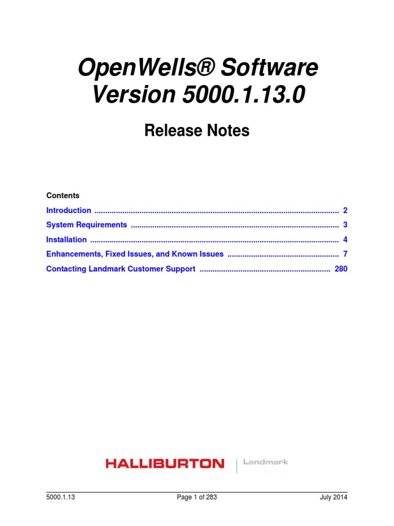OpenWells 5000.1.13.0 Release RlsNotes | Oracle Database | Installation ...