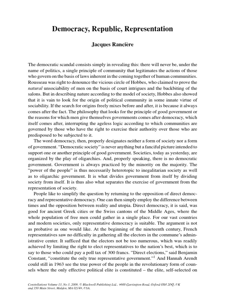Democracy vs. Representation Explained | PDF | Democracy | Political ...