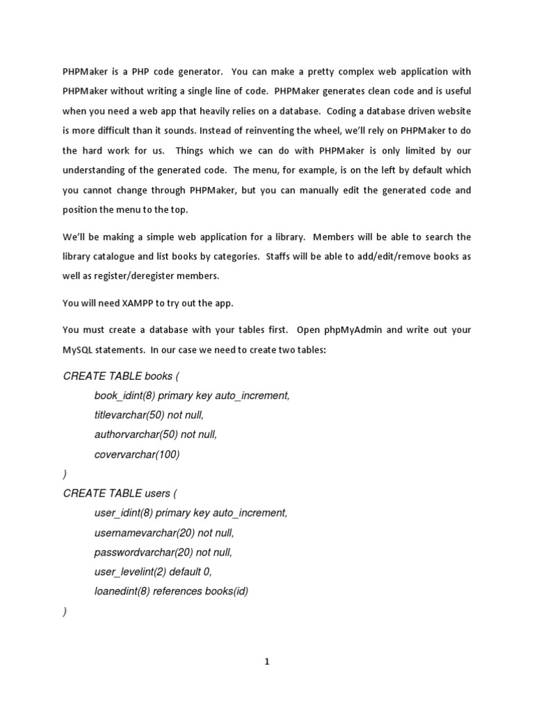 PHPMaker Tutorial PDF  PDF  Web Application  Tag (Metadata)