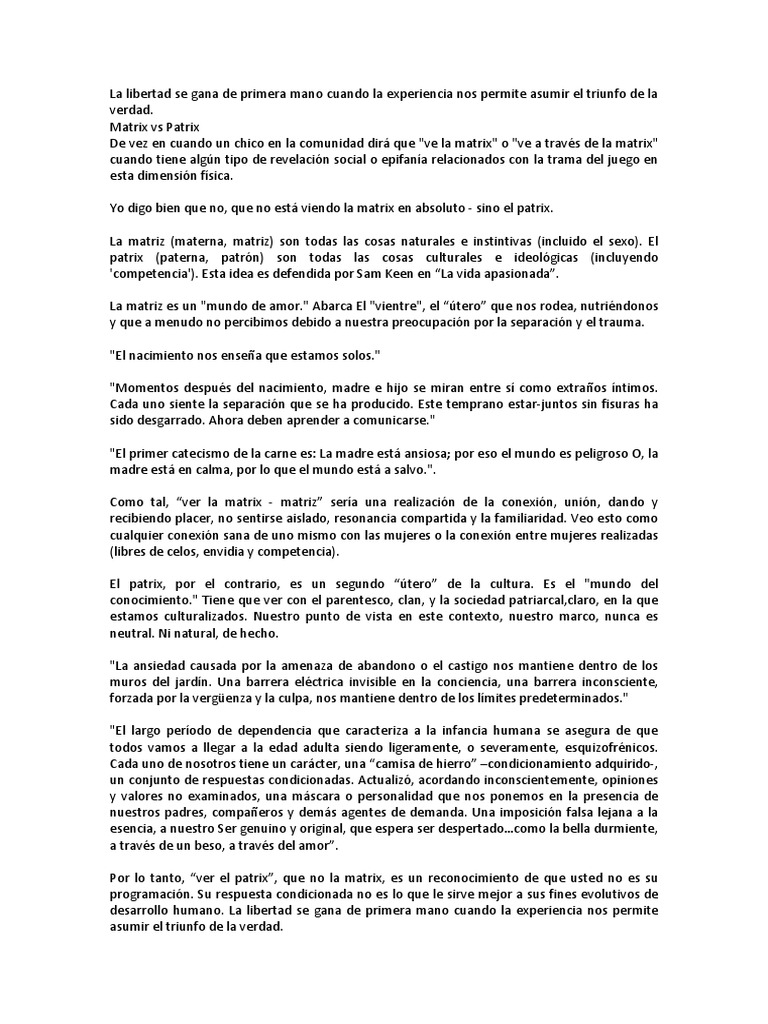 Matrix vs Patrix: Libertad y Conexión | PDF | Science | Ciencia humana