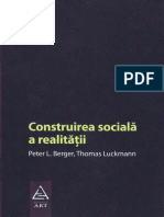 Peter L. Berger, Thomas Luckmann Construirea Socială a Realităţii