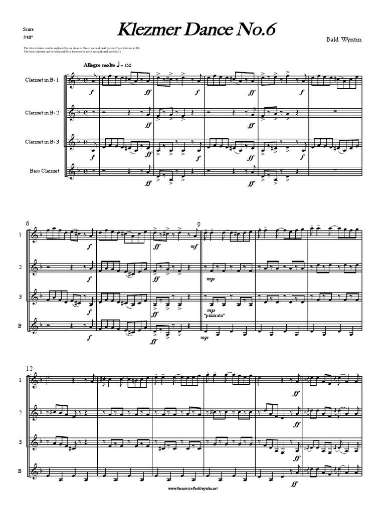 Bald Wyntin Quartet Klezmer Dance Nr.6 PDF