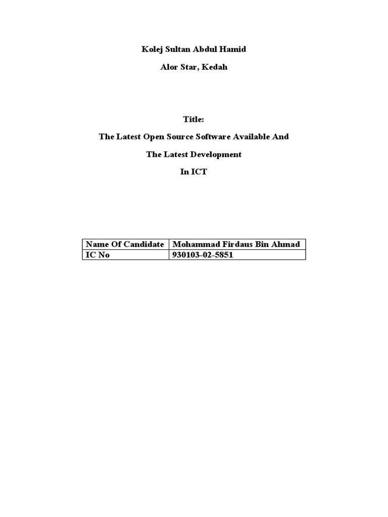 Open Source - Kerja Kursus ICT | PDF | Computing | Unix