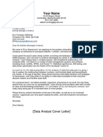 Data Analyst Cover Letter Sample