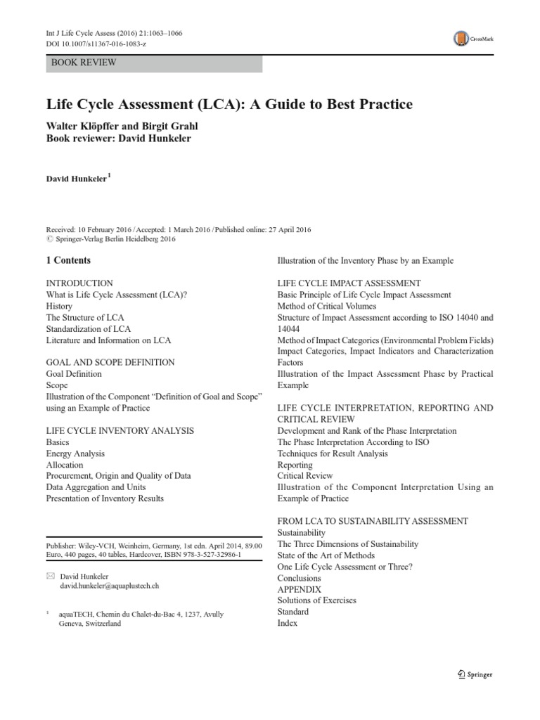 Life Cycle Assessment (LCA) A Guide To Best Practice | PDF | Life Cycle ...