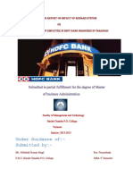 Reseach Report On Impact of Reward System On Motivational Level of Employee in HDFC Bank Branch in Varanasi