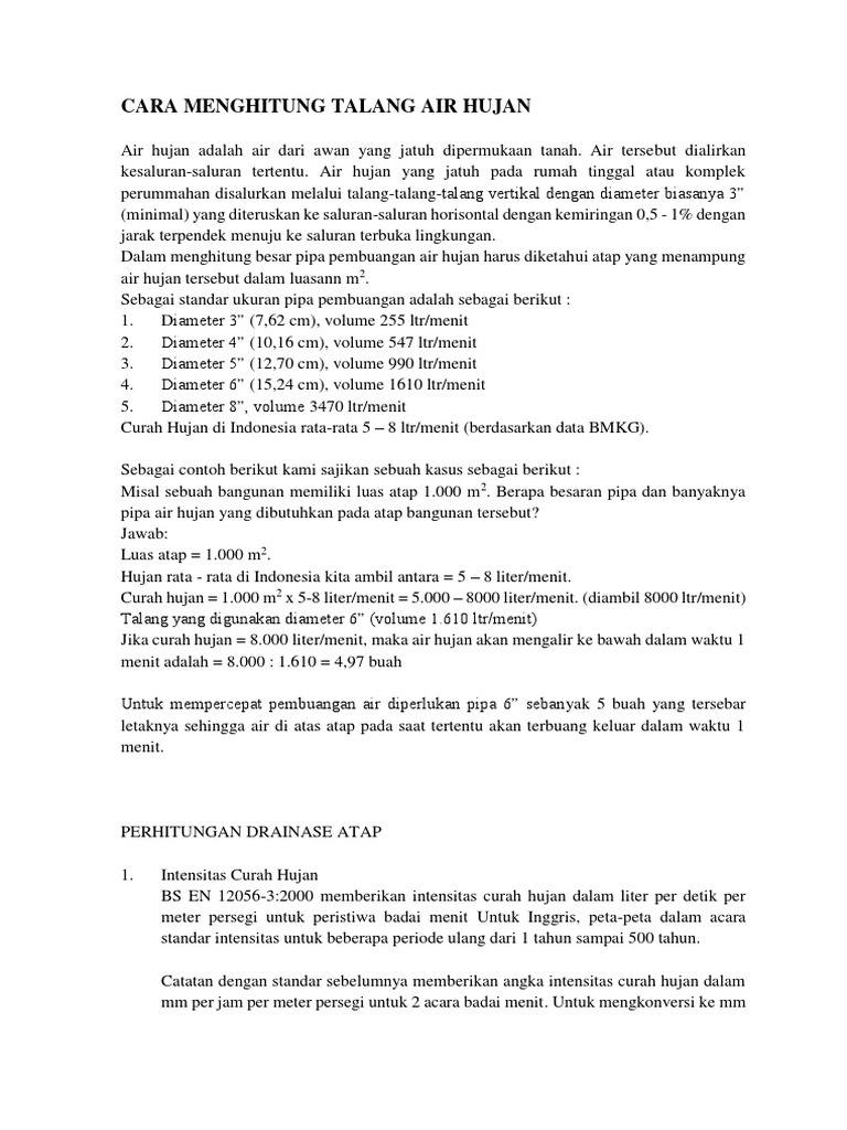 CARA MENGHITUNG TALANG AIR HUJAN pdf CARA MENGHITUNG TALANG AIR HUJAN pdf