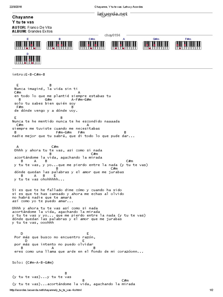 Chayanne y tu te vas letra y acordes ocio entretenimiento general 