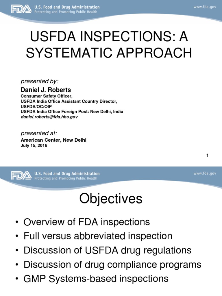 USFDA Food And Drug Administration Verification And Validation