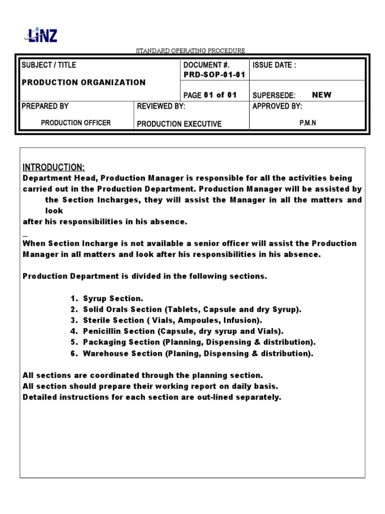SOP for Syrup Production Process | PDF