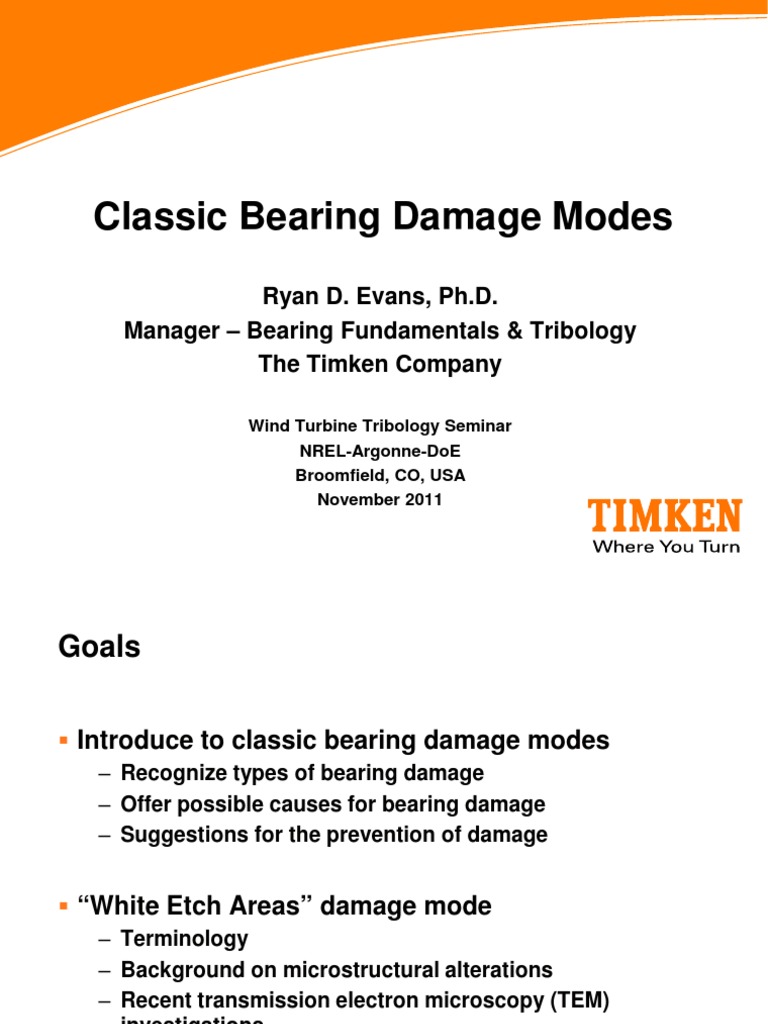 Bearing Failures TIMKEN PDF | PDF | Bearing (Mechanical) | Wear