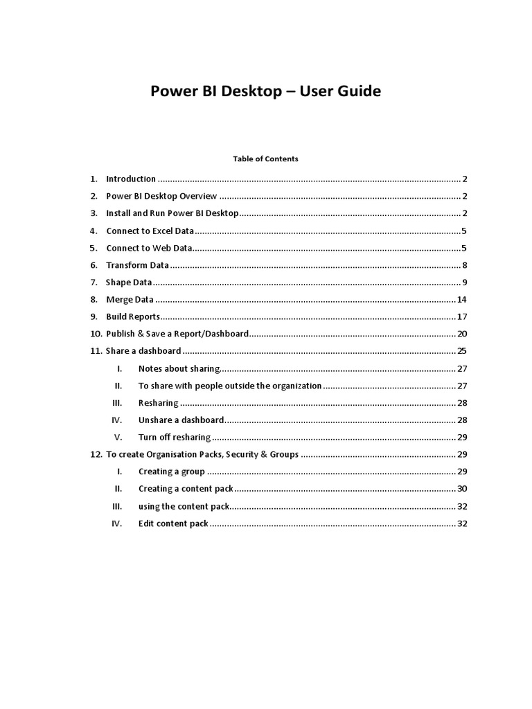 Power BI Desktop User Guide PDF | PDF | Business Intelligence | Icon ...