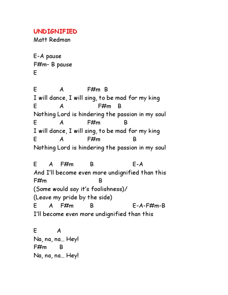 Undignified: Matt Redman Chords | PDF