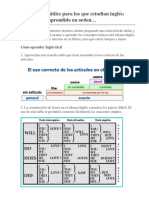 Tablas y Tips Útiles para Los Que Estudian Inglés