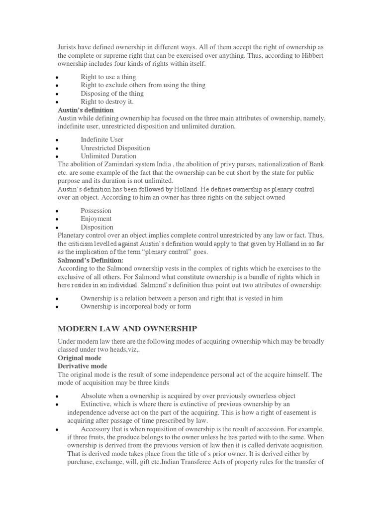 Definitions and Types of Ownership | PDF | Ownership | Trust Law