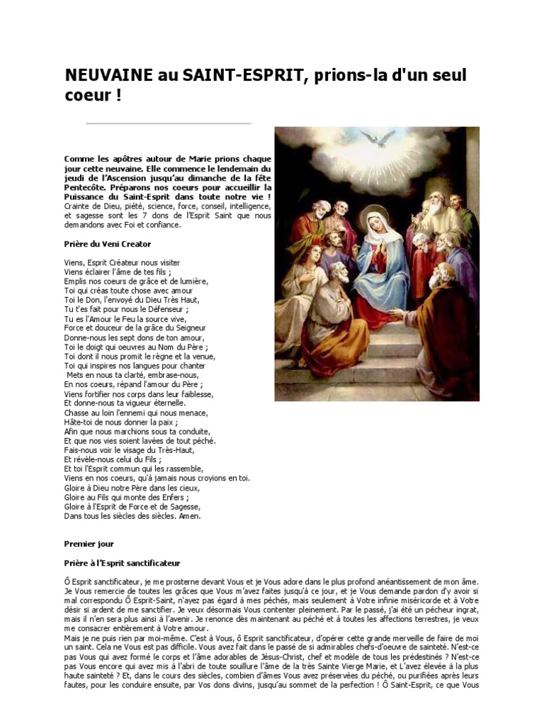 Neuvaine Au Saint Esprit PDF SaintEsprit Notre Père