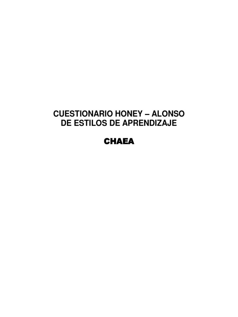 Chaea - Estilos de Aprendizaje PDF | PDF | Desarrollo personal ...