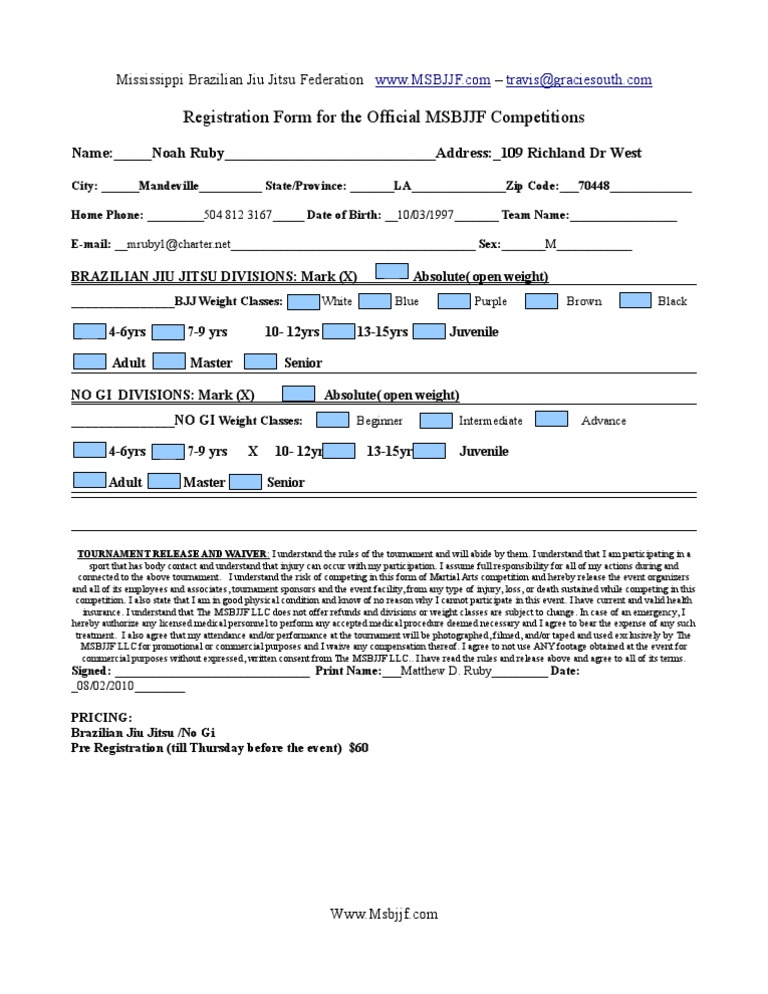 New MSBJJF Reg Form | PDF | Brazilian Jiu Jitsu | Government