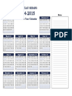 Academic Year Calendar Template SMPS
