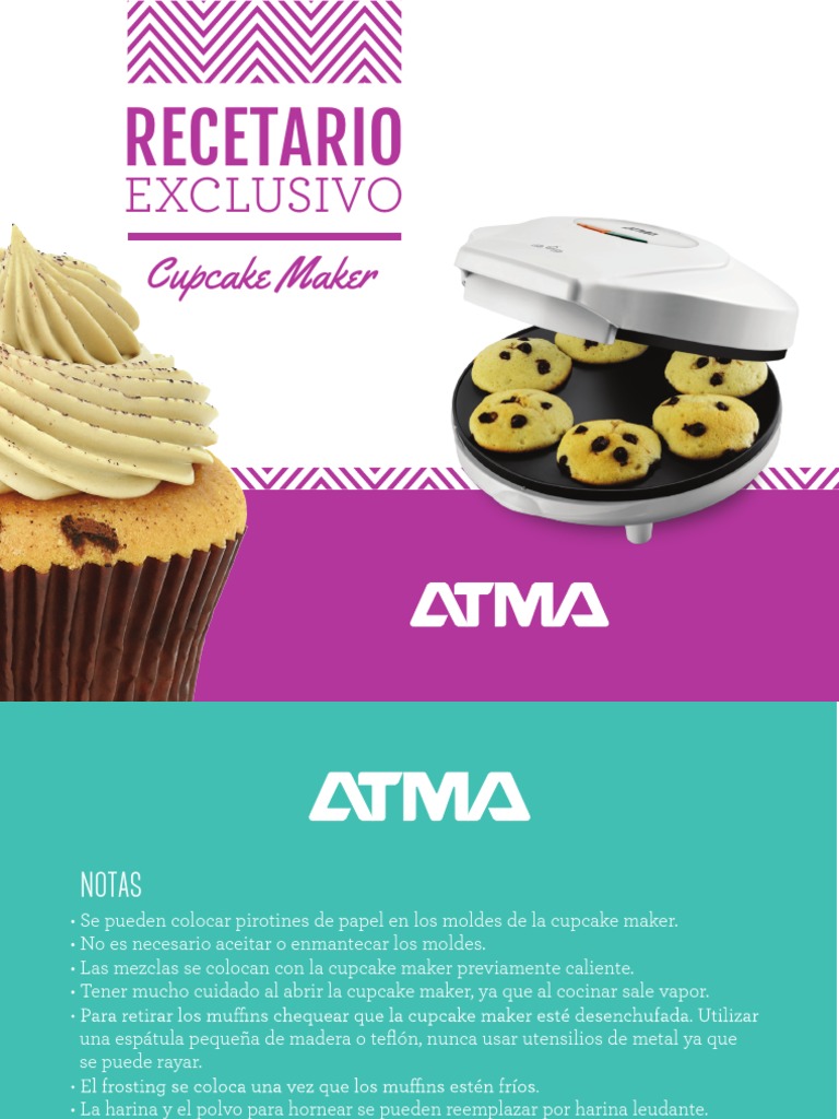Manual Recetario Cupcake Maker Atma Cm8910e PDF PDF Magdalena Postres