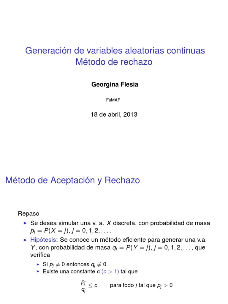 Metodo de Aceptacion y Rechazo PDF PDF Variable aleatoria