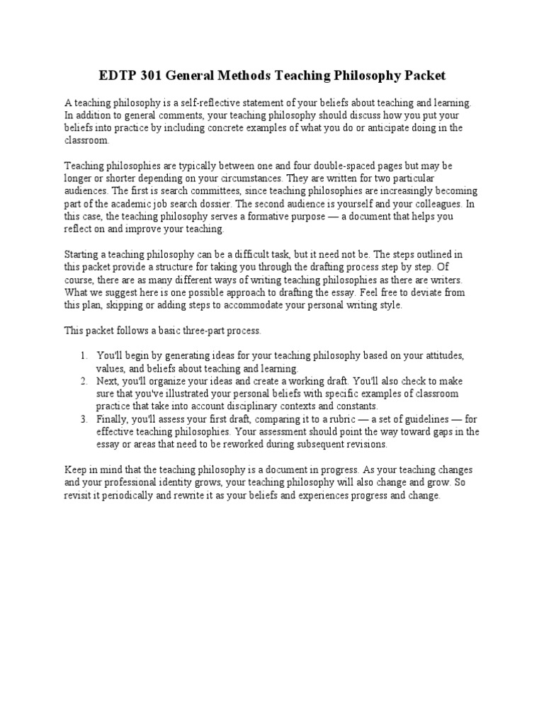 Crafting Your Teaching Philosophy Guide | PDF | Learning Theory ...