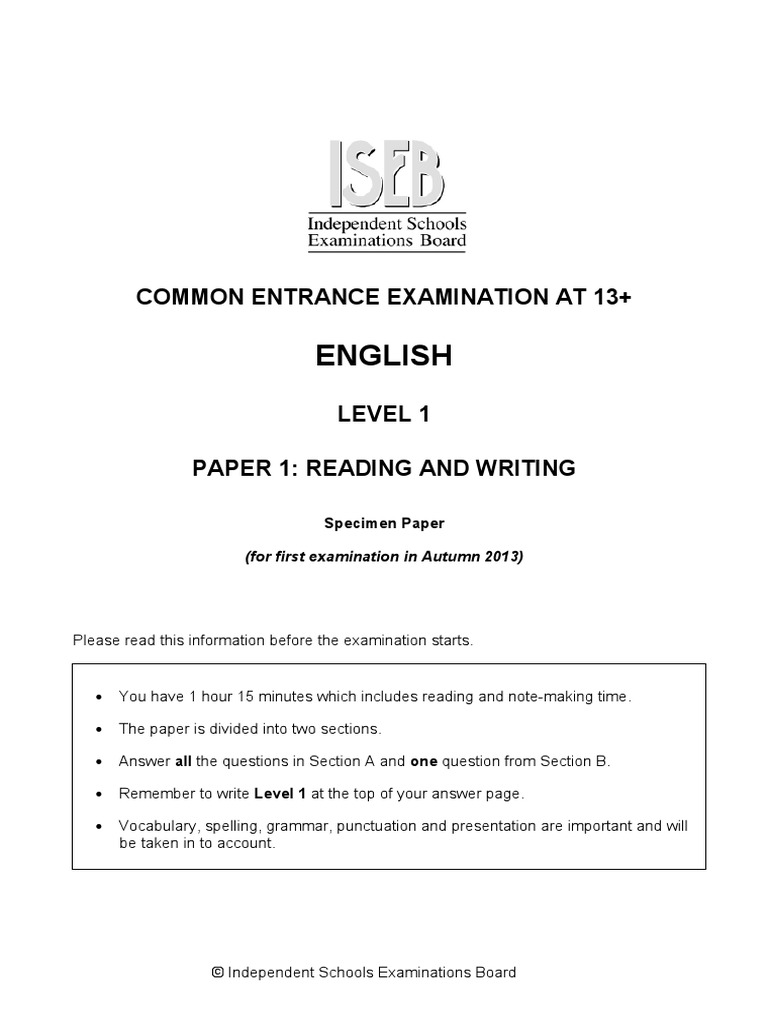 Common Entrance Examination at 13+ PDF Nature