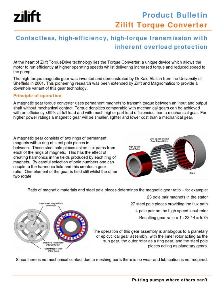 Zilift Magnetic Torque Converter Overview | PDF | Gear | Transmission ...